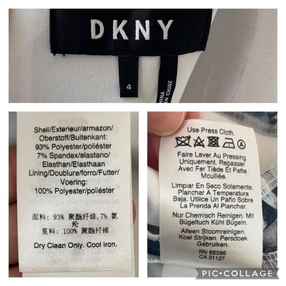 DKNY White Blue Polka Princess Dress Fit & Flare Pleated Knee Length Women 4 S - Picture 9 of 10